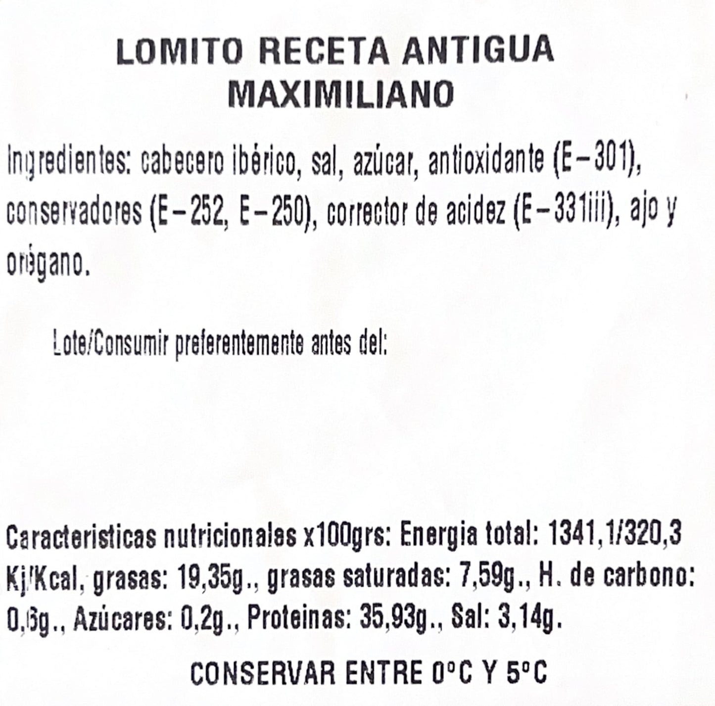 Caixa de Receita Antiga de Lombinho de 100 gr Fatiado à Máquina