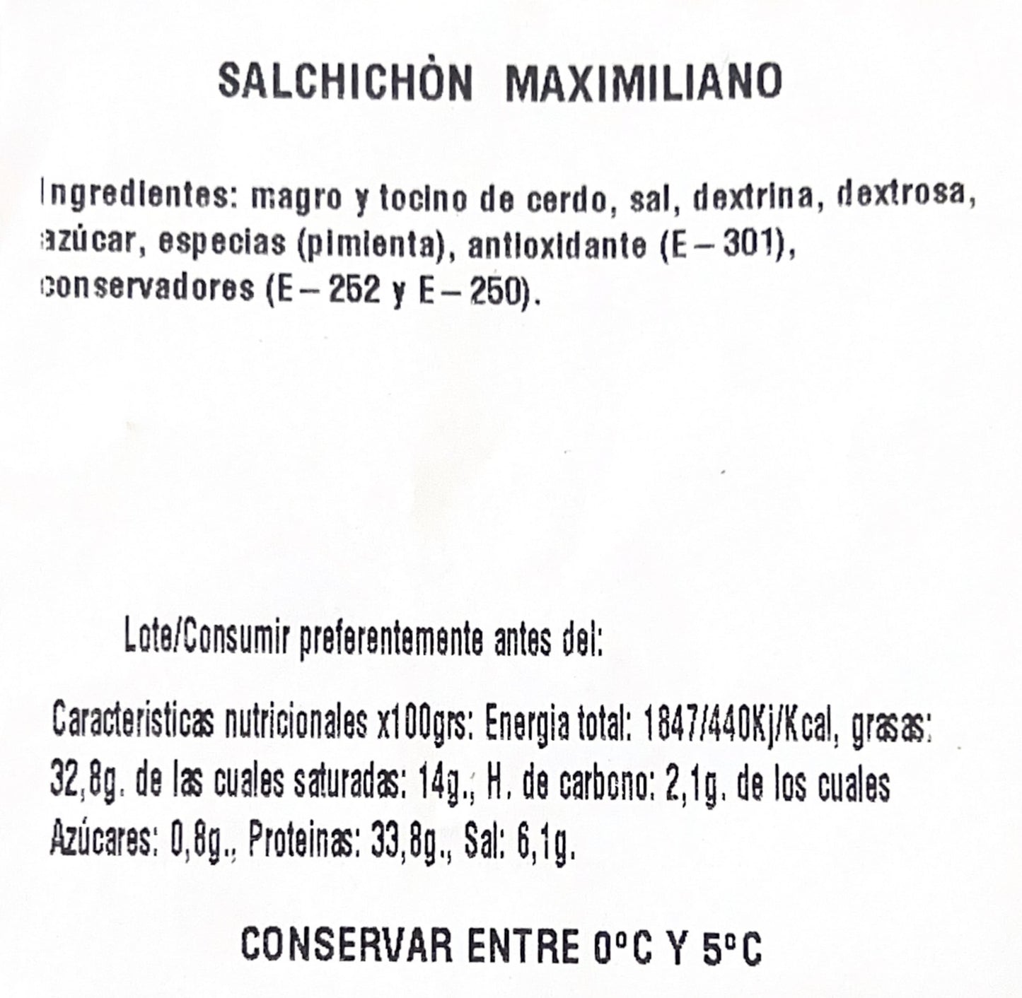 Saucisse Maximilien 1/2 pièce de 500gr