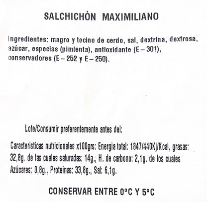 Estuche de Salchichón Maximiliano de 100gr Loncheado a Máquina 